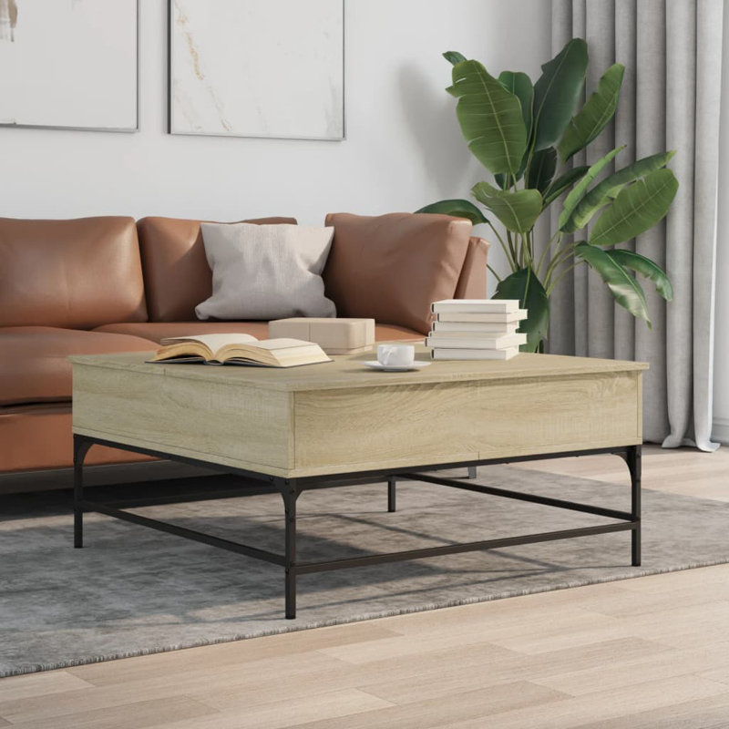 Aleathia Lift Top Four Leg Coffee Table with Storage, Sonoma Oak