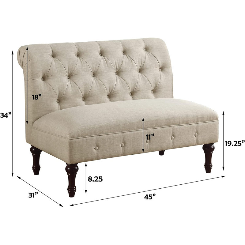 Banquette rembourrée et rembourrée en polyester de qualité supérieure avec accoudoirs faciles à assembler pour le salon et la chambre à coucher
