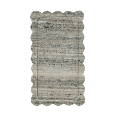 Scalloped Marble Tray with Natural Gray Finish
