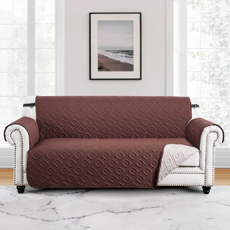 Reversible Water Resistant Sofa Protector - Dual Color Quilted Slipcover, 179cm H x 280cm W - (3 Seater), Brown/Beige