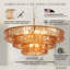 9-Light 32"W Polished Brass Modern Tired Chandelier With Hand-Blown Glass For Dining Room Or Living Room-337654086