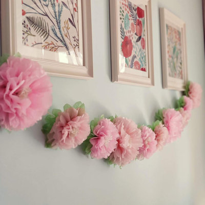 Flowers Decoration (7'' Assorted) 6 Pcs Artificial Tissue Paper Peony Nursery Wall Bridal Shower Centerpiece Baby Birthday Tea Party