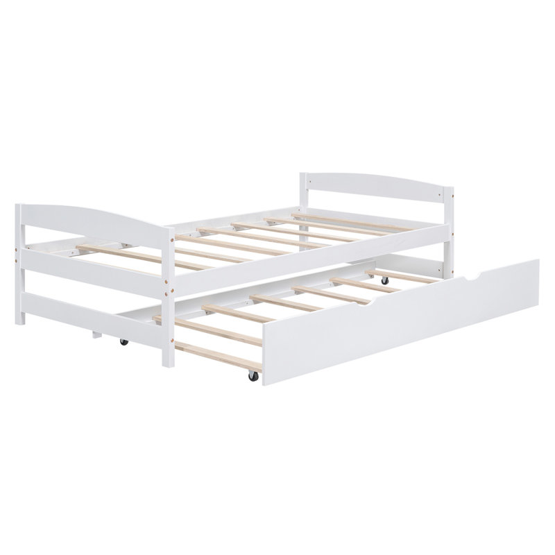 Lit plate-forme avec lit gigogne, Blanc