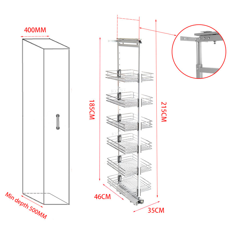 Moorefield Cabinet Shelving Rack, 215cm H x 35cm W x 46cm D