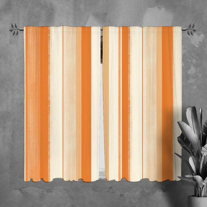 Tanica Room Darkening Curtain Pair, 20" W x 61" L, Orange/White