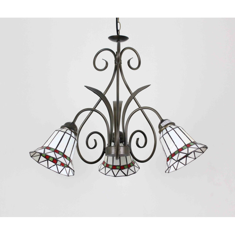Plafonnier en acier et verre Tiffany
