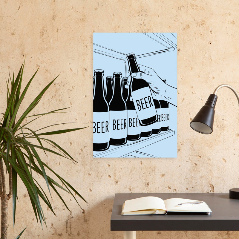 «Cold Beer Grab», art mural rétro contemporain, H 24 po x l 16 po