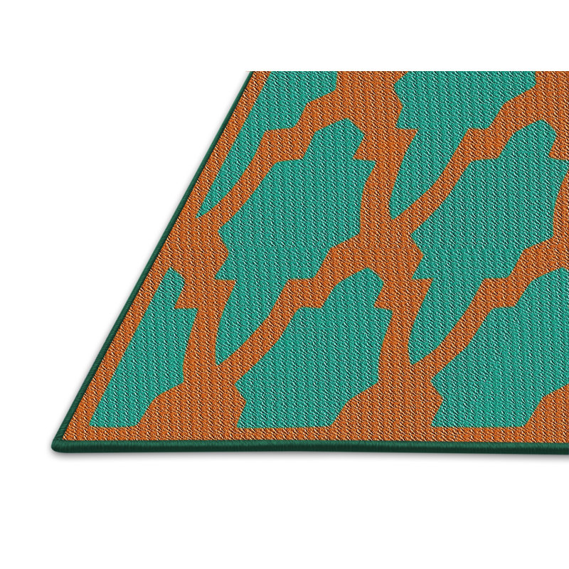 Tapis vert/rouge tissé à la machine, Rectangle 4 pi x 6 pi