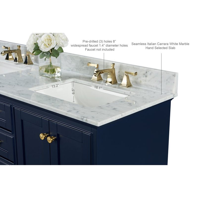 Audrey 72'' W Vanity, Heritage Blue | Brushed Gold