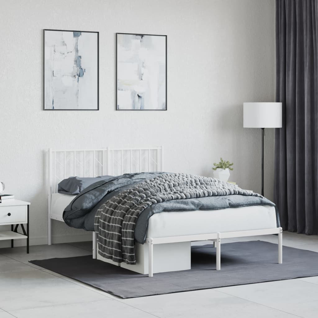 VIDAXL Metal Bed Frame - White - 125x196 cm - Image 3