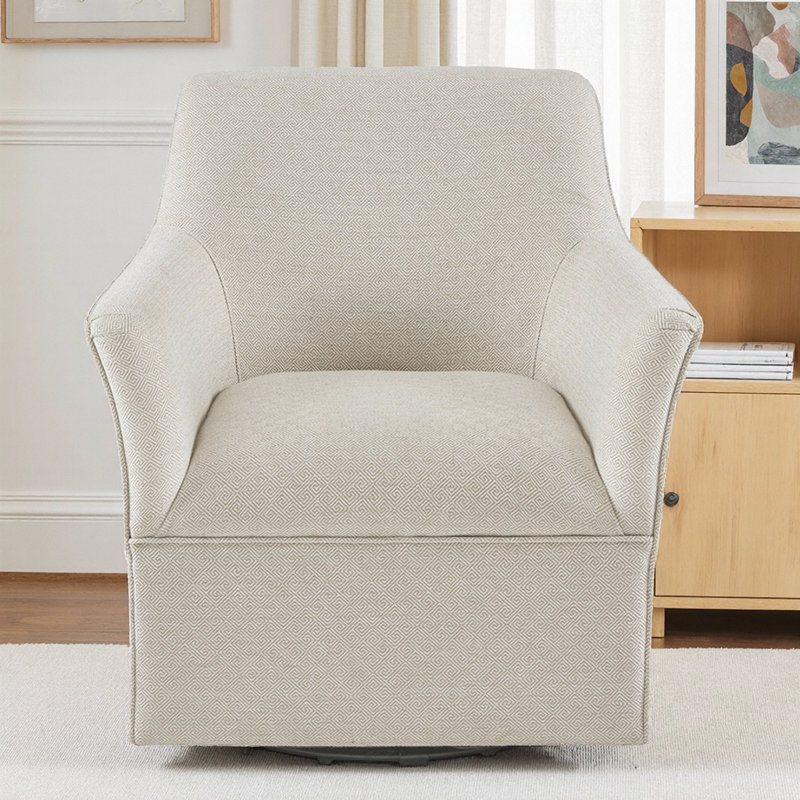 Fauteuil coulissant et pivotant en bois massif Augustine - aucun assemblage requis, Crème