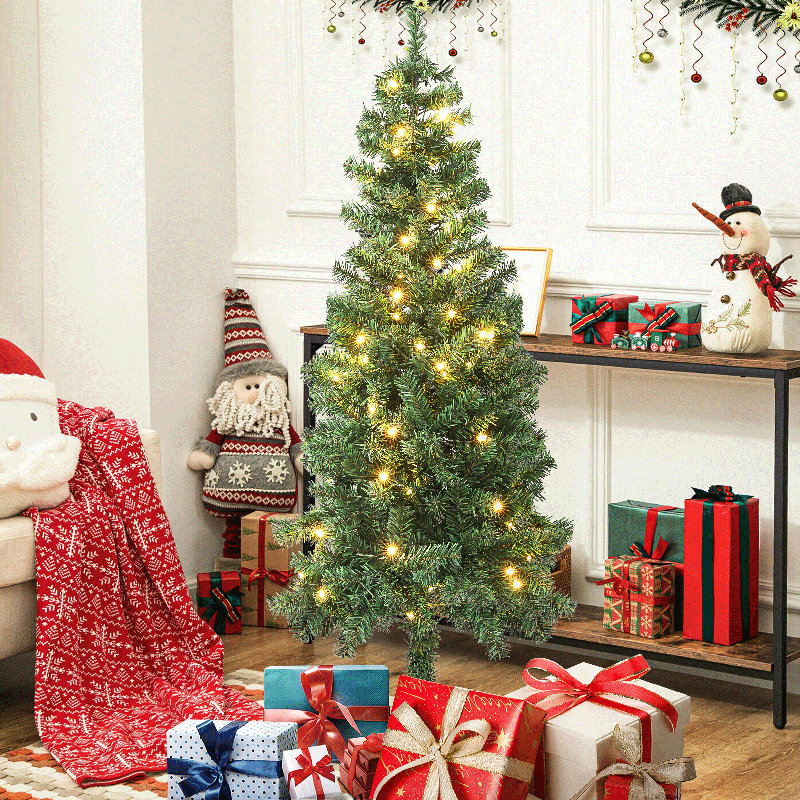 Arbre de Noël artificiel, arbre de Noël avec branches en PVC pour la fête de Noël au bureau à domicile, 4.5', Non pré-éclairé