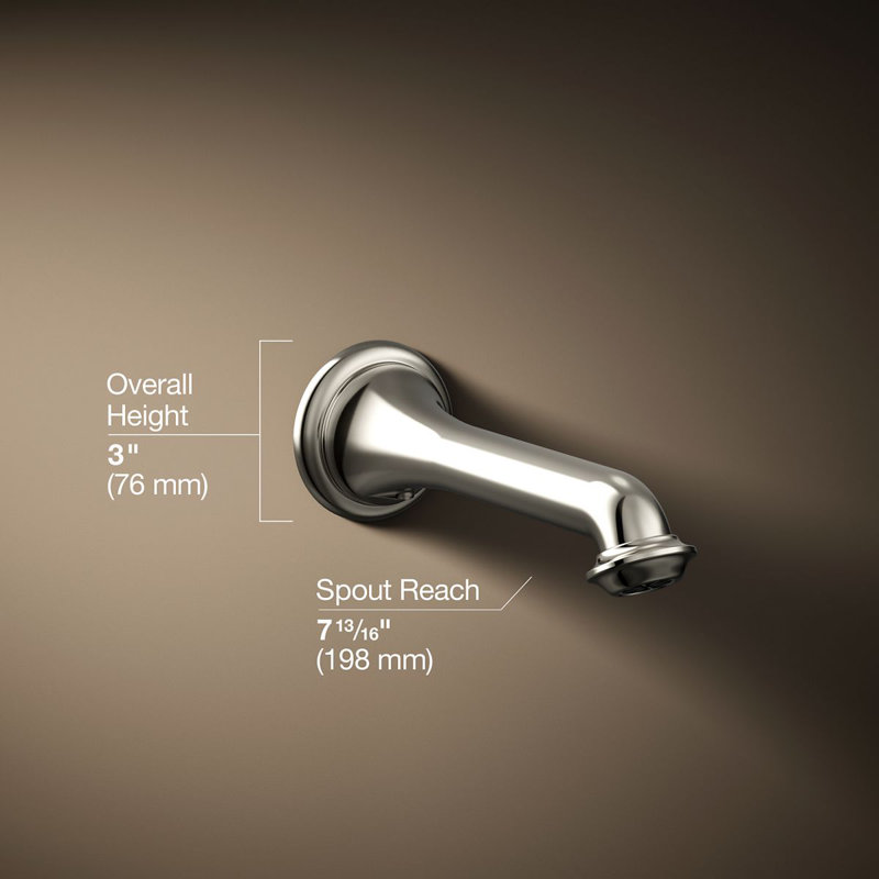 Artifacts Wall-Mount Bath Spout with Turned Design, Vibrant Polished Nickel