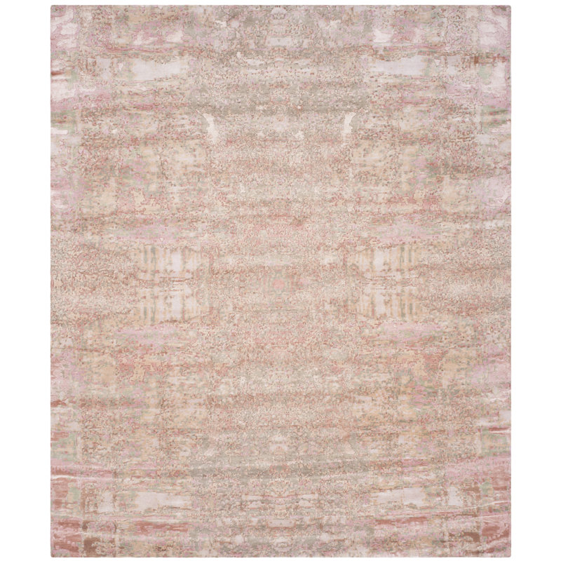 Rectangle Centennial Abstract Hand-Knotted Area Rug in pink, Rectangle 8' x 10'