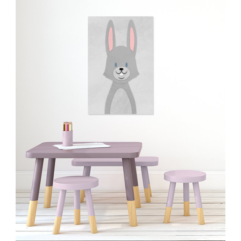Art de lapin joyeux, H 36 po x l 24 po x P 1,5 po, Canevas