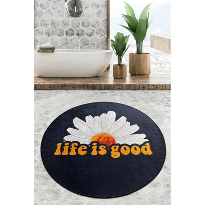 Antibacterial Bathmat, 100% Polyester, 63.0 in Diameter | 10 mm Pile Height, Non-Slip Underside, Machine Washable at 86°F | Soft & Durable, Perfect for Bathroom & Shower Safety | Easy Care & Maintenance