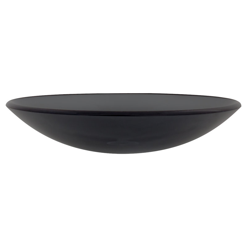 Novatto 18'' Black Glass Circular Bathroom Sink, Oil Rubbed Bronze