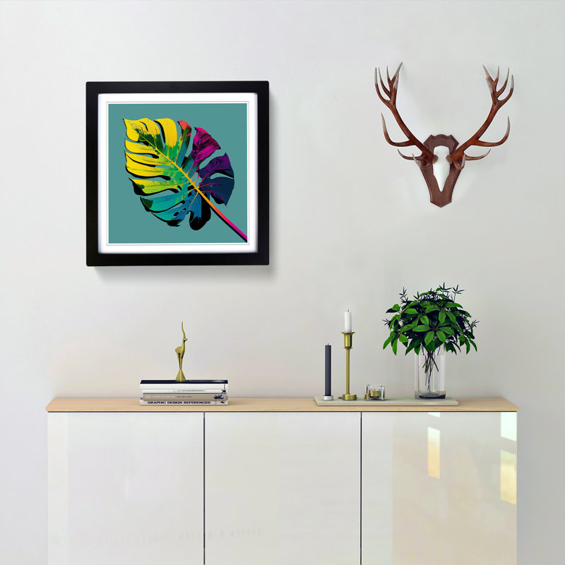Palm Leaf - Framed Print, Black