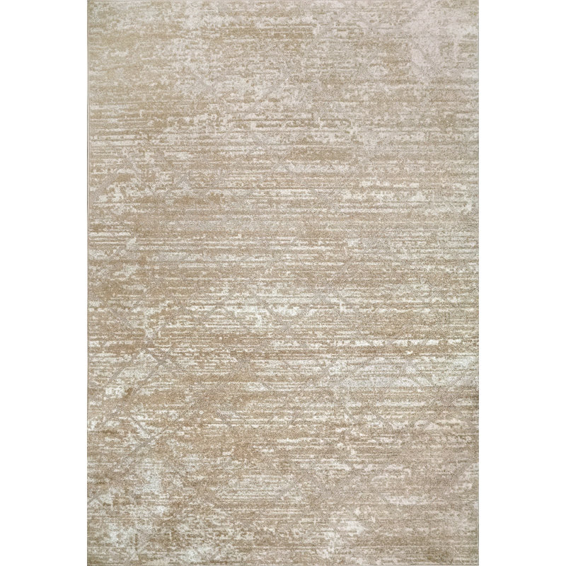 Tapis géométrique en polyester ivoire, Rectangle 7 pi 10 po x 10 pi 6 po