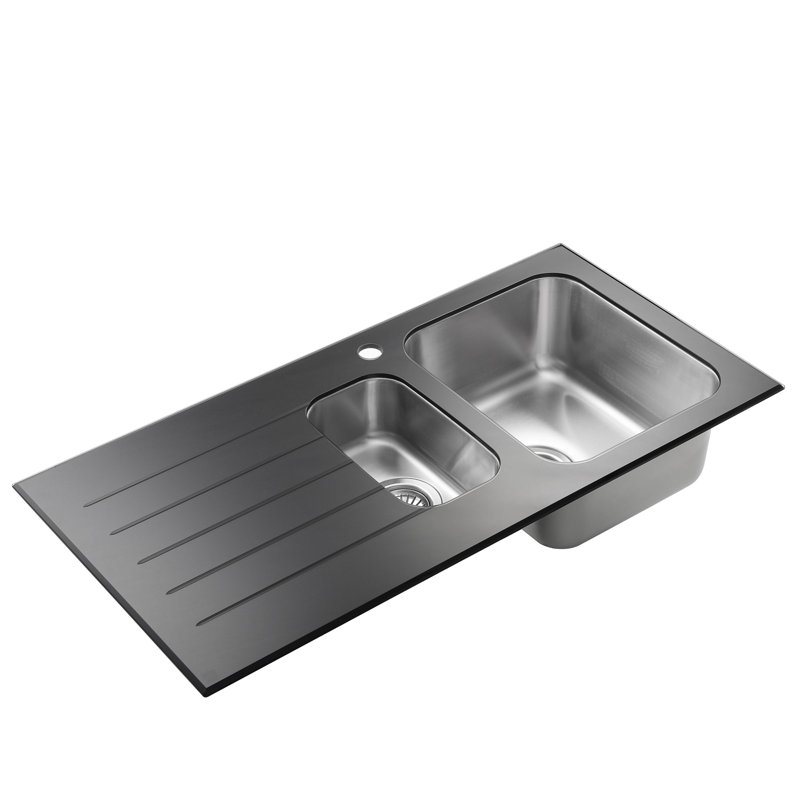 Belfry Kitchen Carrington 500mm W Double Bowl Stainless Steel Inset Kitchen Sink with 1 Faucet Hole