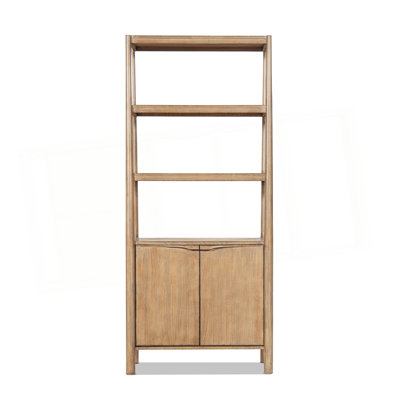 Nolan 86" Reclaimed Wood Bookcase with Lower Cabinet, Antique Natural Reclaimed Pine Wood