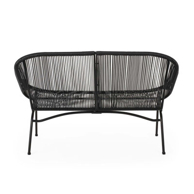 Modern Outdoor Loveseat with Hammock Weave Comfort