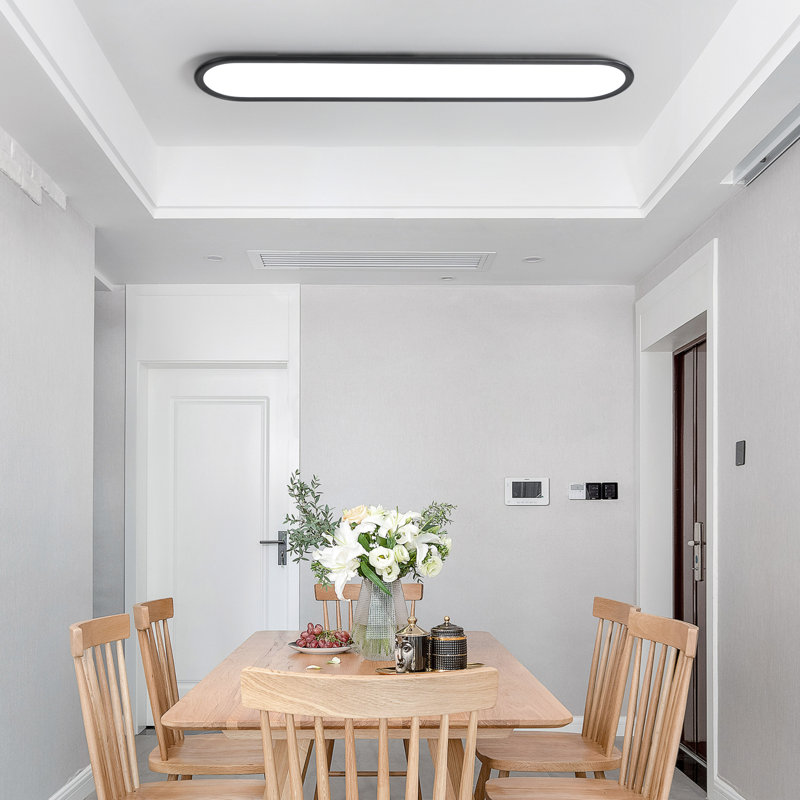 Gracious 1-Light LED Flush Mount, Black, 4cm H x 120cm W x 20cm D