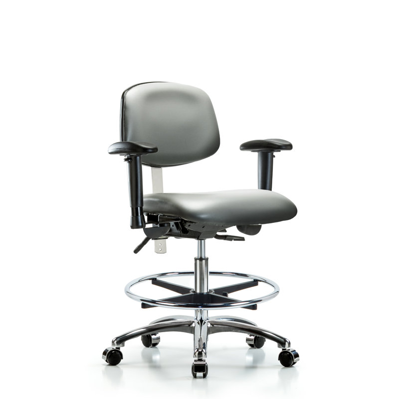 Anouk Vinyl Task Chair, Casters, Not Included, Silver