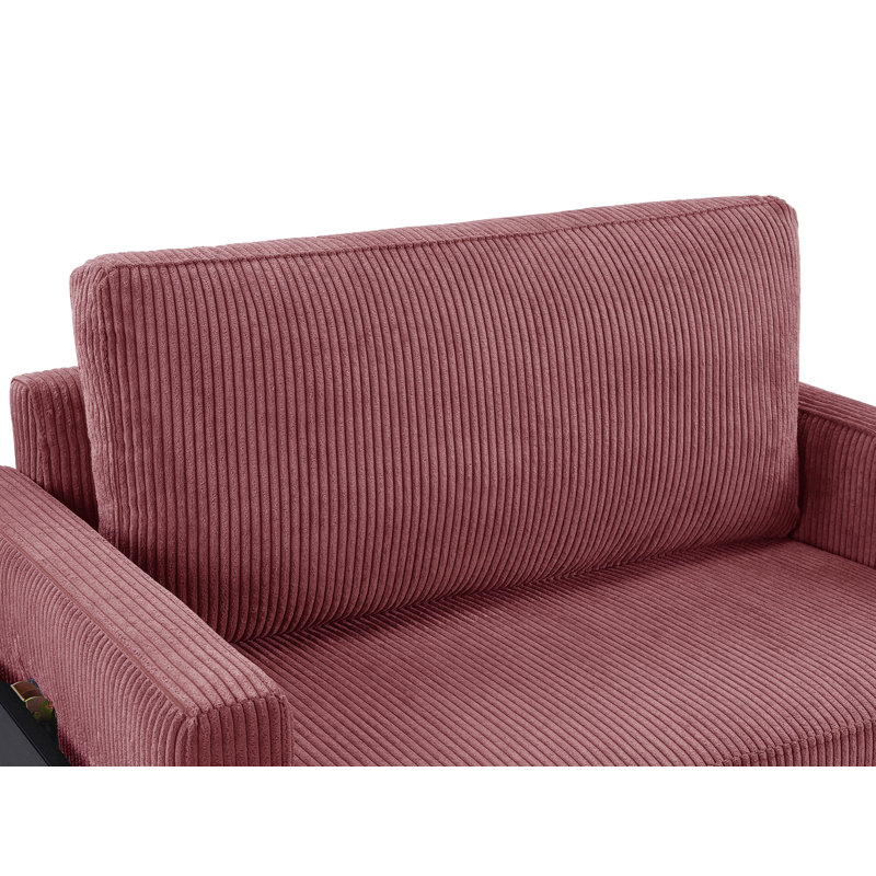 Chaise d'appoint rembourrée, Velours côtelé rouge