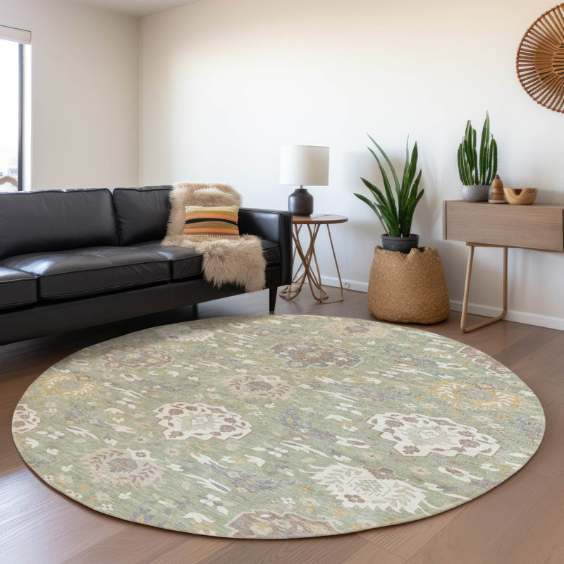 Tapis vert intérieur / extérieur lavable Ilyara , 8 pi x 8 pi