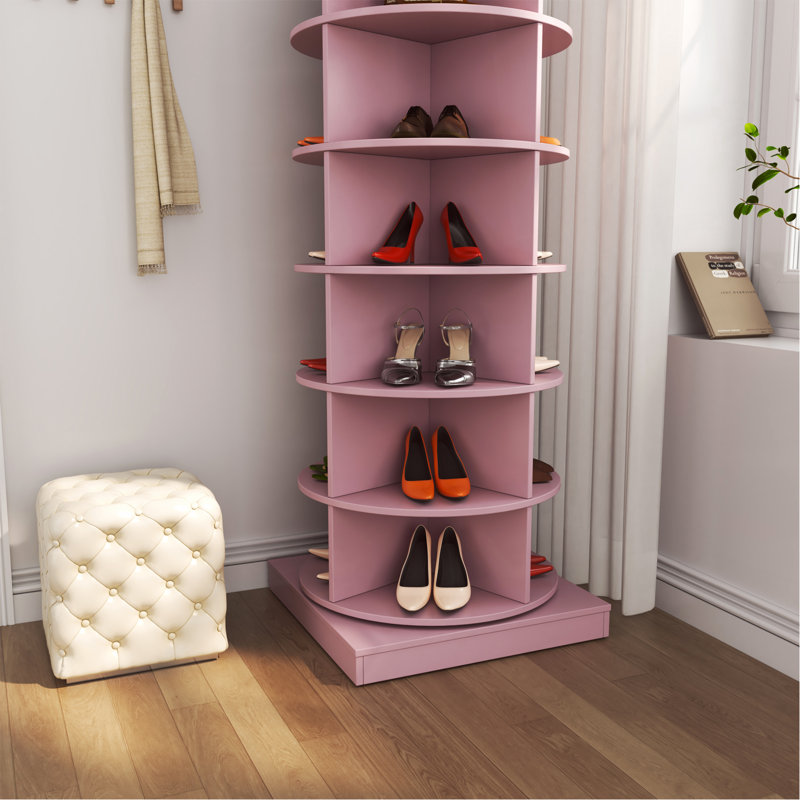 Range-chaussures rose rotatif 360 degrés 6 couches, Pink