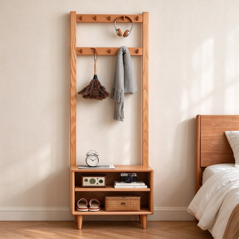 Solid Oak Entryway Coat Rack