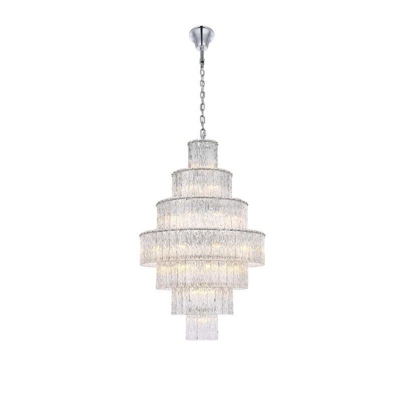 Lustre en verre 32 po Georgina, Chrome chrome