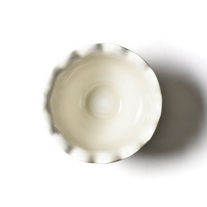 Signature White Ceramic Ruffle Serving Bowl, 9-inch