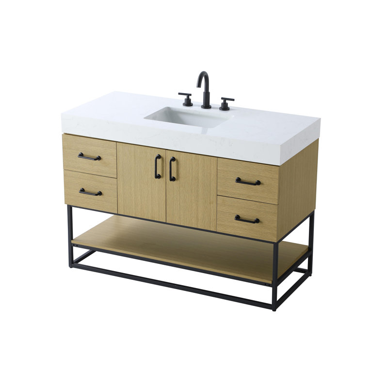 Meuble-lavabo simple 48 po, Brun miel