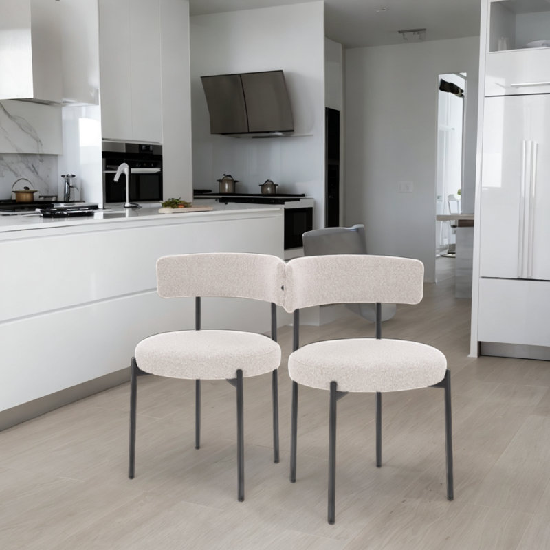 Chaise de salle à manger rembourrée Trakeila Boucle, Beige