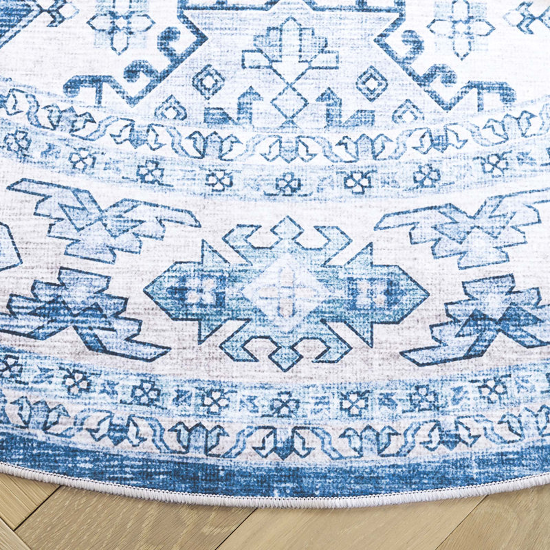 Miljan Performance Machine Washable Oriental Rug, Round 6'
