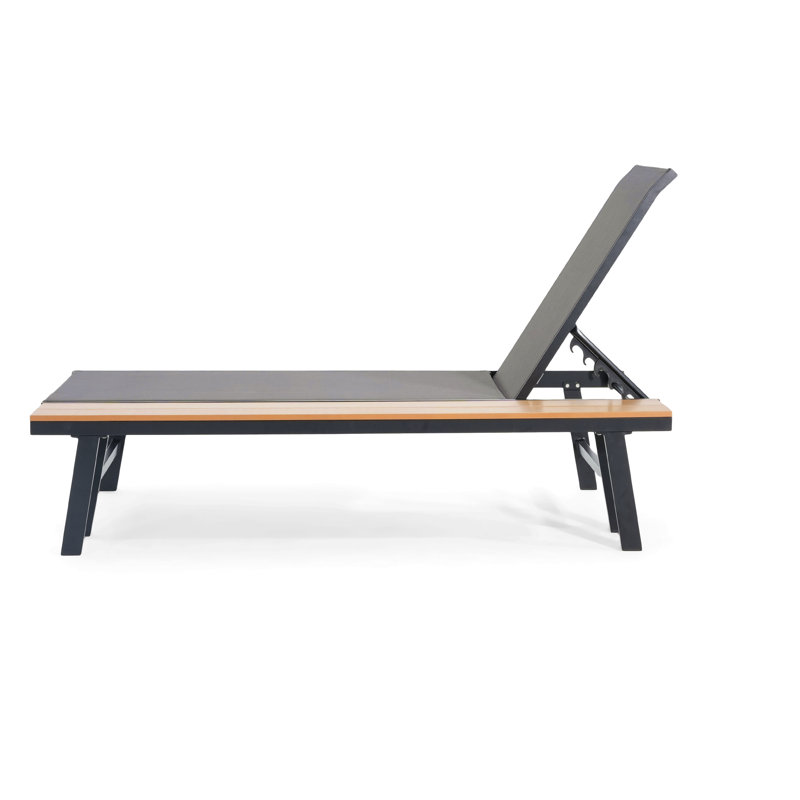 Chaise longue avec table d'appoint en bois, 1 pièce, 1