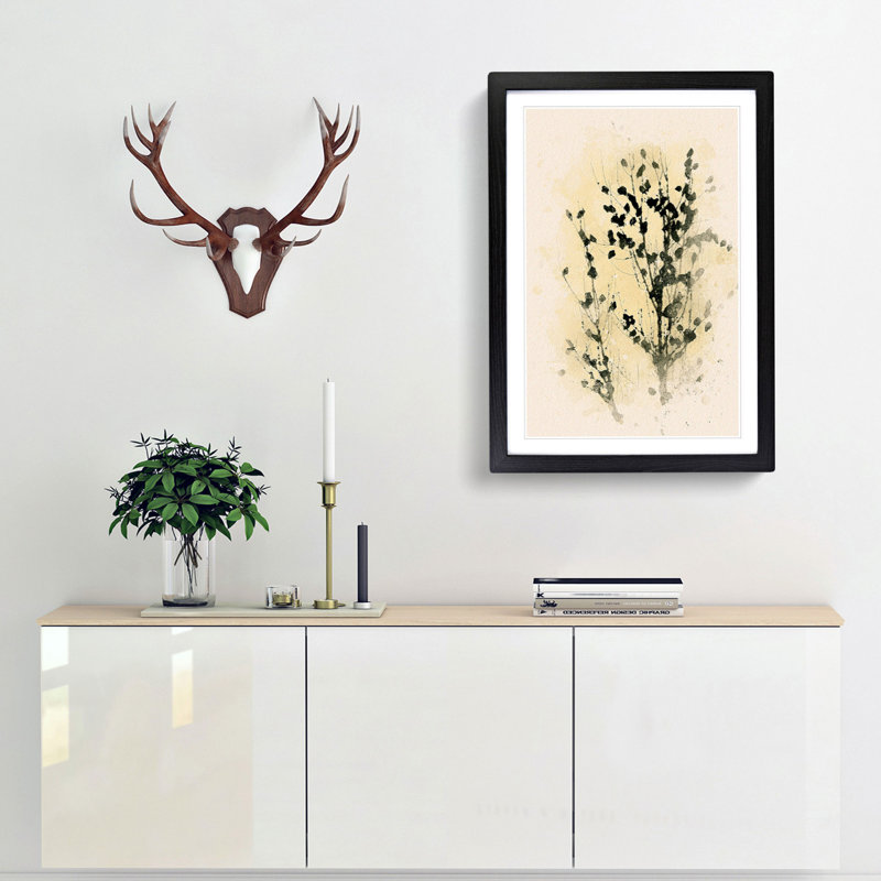 Birds in the Tree in Abstract - Picture Frame Graphic Art Print, 65cm H x 48cm W x 2cm D, Black Framed