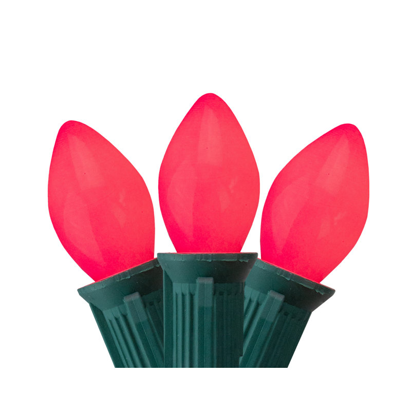 Ensemble de lumières de Noël C7, fil vert, 24 pi, Rose opaque