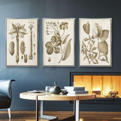 Indigo Coral IV, ensemble de 3 toiles encadrées sur toile