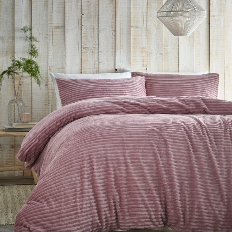 Microfibre 64 TC Duvet Cover Set, Double Duvet Cover + 2 Standard Pillowcases, Pink