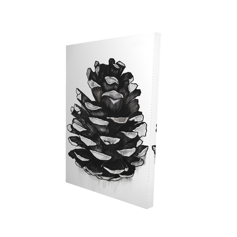 Pomme de pin - décoration murale sur toile gris rustique