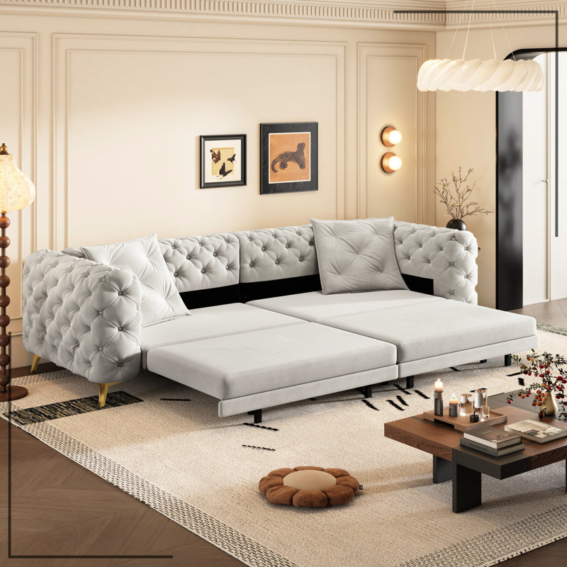 97.7 " Velvet Sleeper Sofa