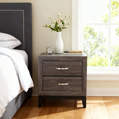 2-drawer Nightstand, Bedside Table With Smooth Gliding Drawers For Bedroom Storage