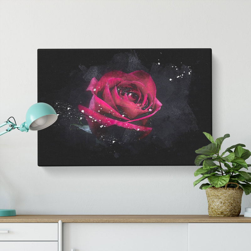 Abstract Red Rose - Wrapped Canvas Painting, 40cm H x 60cm W x 4cm D