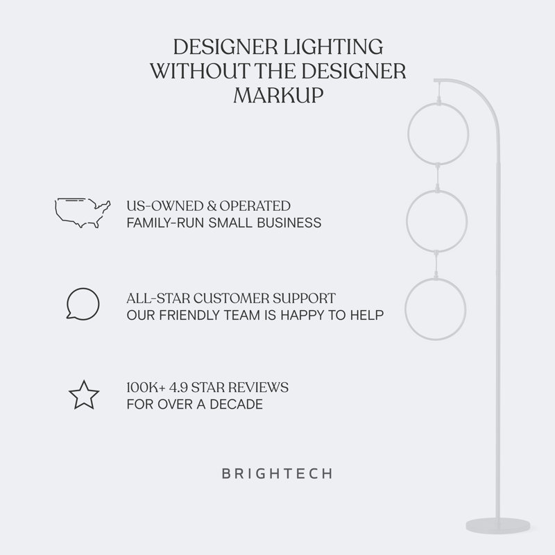 Nova 74" Black LED Arc Floor Lamp with 3 Rings