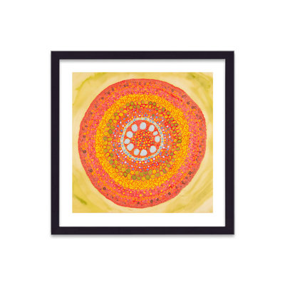 Cellular Beauty Art 8 Pink On Yellow by Vouvart - Single Picture Frame Print