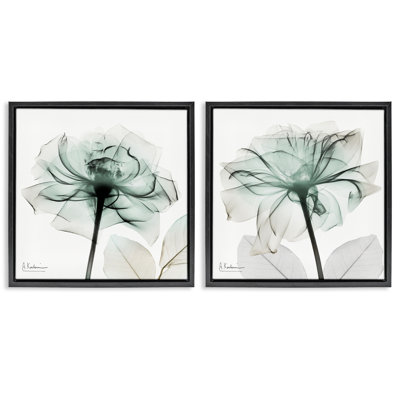 Ensemble de 2 cadres flottants Serene Emerald Rose, design par Albert Koetsier
