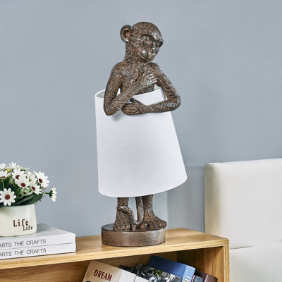 Lampe de table singe en bronze 21 "avec abat-jour H 21"